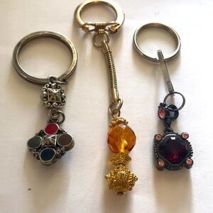 HAND MADE BLING FOR YOUR BAG  ZIPPER OR KEYCHAIN SET OF 3 2 SILVERTONE 1GOLDTONE